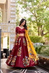 LNB1239 Tasar Silk Printed And Foil Work Lehenga With Blouse Dupatta Wholesalers In Delhi